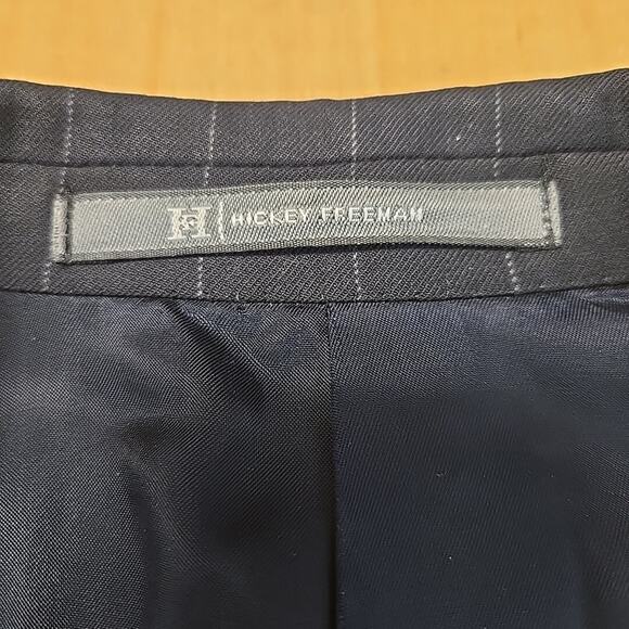 Hickey Freeman Blazer Mens Size 44R Loro Piana Tasmanian 130s Black Pinstripe - Picture 8 of 12